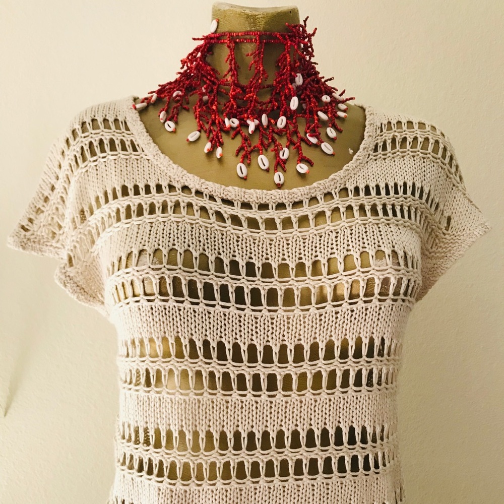 Chic Loose Knit Oatmeal Sweater Top Medium